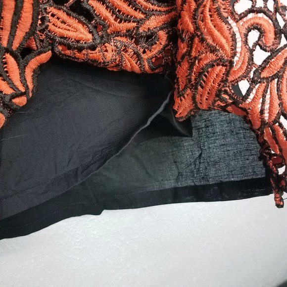 Sweet Miss Women's Crochet Embroidered Lace Flower Black Knee Length Dress - Picture 6 of 12